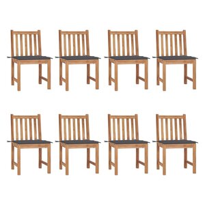 vidaXL Chaises de jardin lot de 8 avec coussins Bois de teck massif