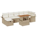 vidaXL Ensemble de canapé de jardin 8 pièces avec coussins beige en poly rotin