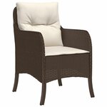 vidaXL Ensemble de salle à manger de jardin de 5 pièces avec coussins marron poly rattan