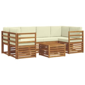 vidaXL Ensemble de canapés d'extérieur 7 pc Naturel et Crème