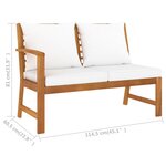 vidaXL Salon de jardin 4 Pièces avec coussin Crème Bois d'acacia solide