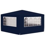 vidaXL Tente de réception avec parois latérales 4x4 m Bleu 90 g/m²