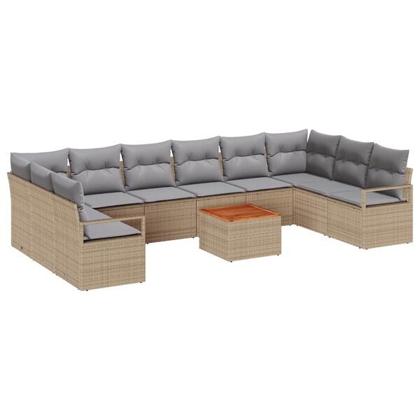 vidaXL Ensemble de canapé de jardin 11 Pièces Beige  gris clair