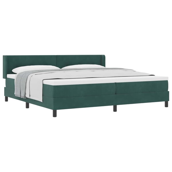 vidaXL Lit à ressorts avec tête de lit Vert foncé 200 x 200 cm Velours