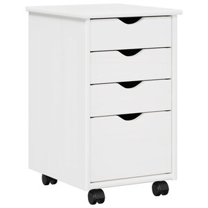 vidaXL Cabinet roulant avec roue Blanc 34 x 39 x 56 cm Pin massif