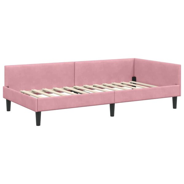 vidaXL Cadre de lit d'angle avec tête de lit Rose 80 cm x 200 cm tissu