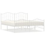 vidaXL Cadre de lit métal avec tête de lit/pied de lit blanc 180x200cm