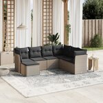 vidaXL Salon de jardin avec coussins 7 Pièces gris clair résine tressée