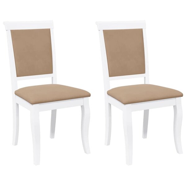 vidaXL Chaises à manger coussins 2 Pièces blanc bois massif caoutchouc