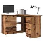 vidaXL Bureau d'angle vieux bois 145x100x76 cm bois d'ingénierie