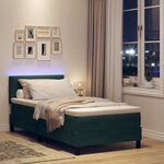 vidaXL Lit à ressort LED avec matelas Vert foncé 90 x 190 cm Velours