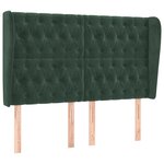 vidaXL Tête de lit avec oreilles Vert foncé 163x23x118/128 cm Velours