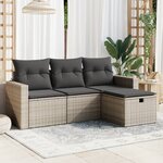 vidaXL Salon de jardin 4 Pièces avec coussins gris résine tressée