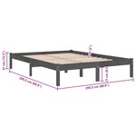 vidaXL Cadre de lit sans matelas gris bois massif 200x200 cm