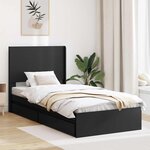 vidaXL Cadre de lit avec rangement et tête de lit Noir 90 x 190 cm