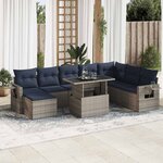 vidaXL Salon de jardin avec coussins 9 Pièces gris résine tressée acacia