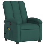 vidaXL Fauteuil inclinable de massage vert foncé tissu