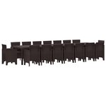 vidaXL Ensemble de salle à manger pour jardin 17 Pièces Marron