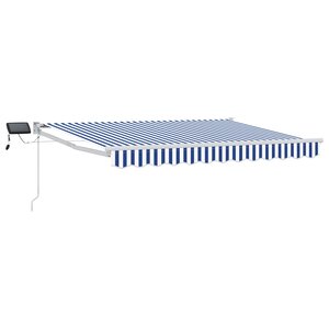 vidaXL Store rétractable manuel avec LEDs Bleu et Blanc 3 5 x 2 m