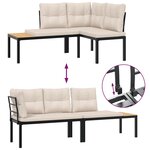 vidaXL Ensemble de banc de jardin avec coussins 4 Pièces noir