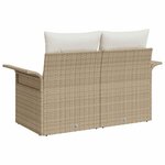 vidaXL Sofa de jardin 2 places avec rangement et coussins beiges en poly rattan