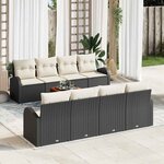 vidaXL Ensemble de canapé de jardin 9 Pièces Noir  blanc