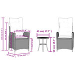 vidaXL Ensemble de bistro 3 Pièces avec coussins beige résine tressée