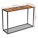 vidaXL Table console Bois de récupération massif 110x35x76 cm