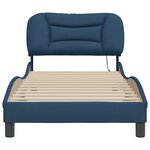 vidaXL Cadre de lit avec LED sans matelas bleu 90x200 cm tissu