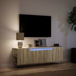 vidaXL Meuble TV mural avec lumières LED chêne sonoma 135x31x39 5 cm