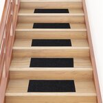 vidaXL Tapis d'escalier autocollants Rectangulaire 15 Pièces 60x25cm Noir