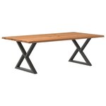 vidaXL Table à manger avec bord naturel 220x120x74cm bois massif chêne