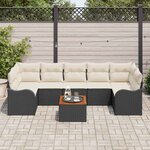 vidaXL Ensemble de canapé de jardin 8 Pièces Noir Poly rotin