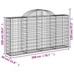 vidaXL Paniers à gabions arqués 30 Pièces 200x30x100/120 cm Fer galvanisé
