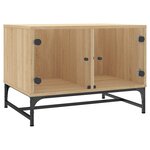 vidaXL Table basse avec portes en verre chêne sonoma 68 5x50x50 cm