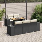 vidaXL Salon de jardin 6 Pièces avec coussins noir résine tressée