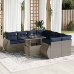 vidaXL Salon de jardin avec coussins 9 Pièces gris résine tressée acacia
