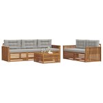 vidaXL Ensemble de canapés d'extérieur 6 Pièces Gris Naturel et Clair