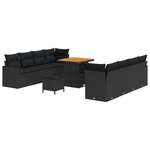 vidaXL Ensemble de canapé de jardin 11 Pièces Noir 80 x 80 x 71 cm