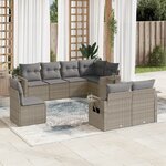 vidaXL Salon de jardin 8 Pièces avec coussins gris résine tressée