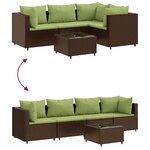 vidaXL Salon de jardin 5 Pièces avec coussins Marron Résine tressée