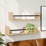 vidaXL Étagères murales avec barres 2 Pièces chêne sonoma 60x16x14 cm