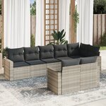 vidaXL Salon de jardin 8 Pièces avec coussins gris clair résine tressée