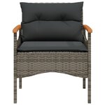 vidaXL Salon de jardin avec coussins 3 Pièces gris résine tressée