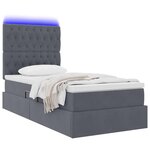 vidaXL Lit de rangement LED avec matelas Gris foncé 90 x 200 cm