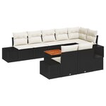 vidaXL Ensemble de jardin 9 pièces avec coussins Noir Poly Rattan Acacia