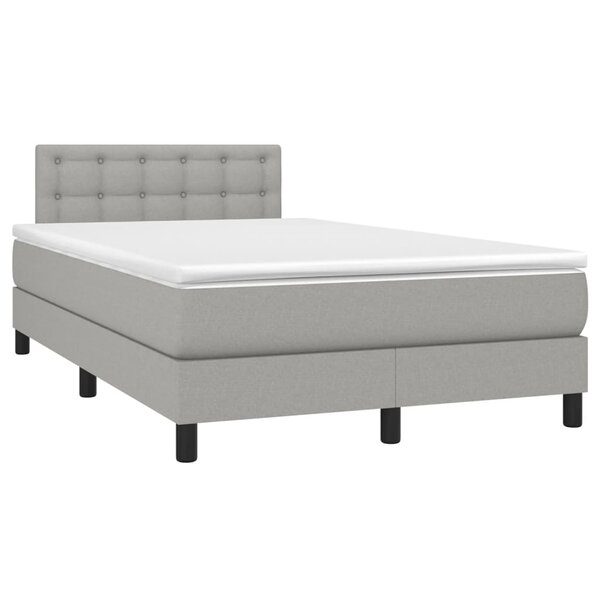 vidaXL Sommier à lattes de lit et matelas gris clair 120x190 cm tissu