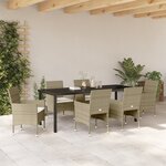 vidaXL Set de Salle à Manger de Jardin 7 Pièces Beige Rotin Synthétique