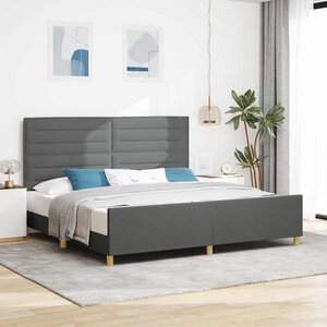 vidaXL Cadre de lit avec tête de lit Gris foncé 200 x 200 cm tissu
