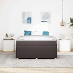 vidaXL Cadre de lit avec matelas Marron foncé 140 x 200 cm tissu